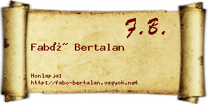 Fabó Bertalan névjegykártya